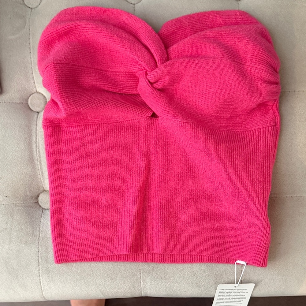 Pink Strapless Knit Tank Top